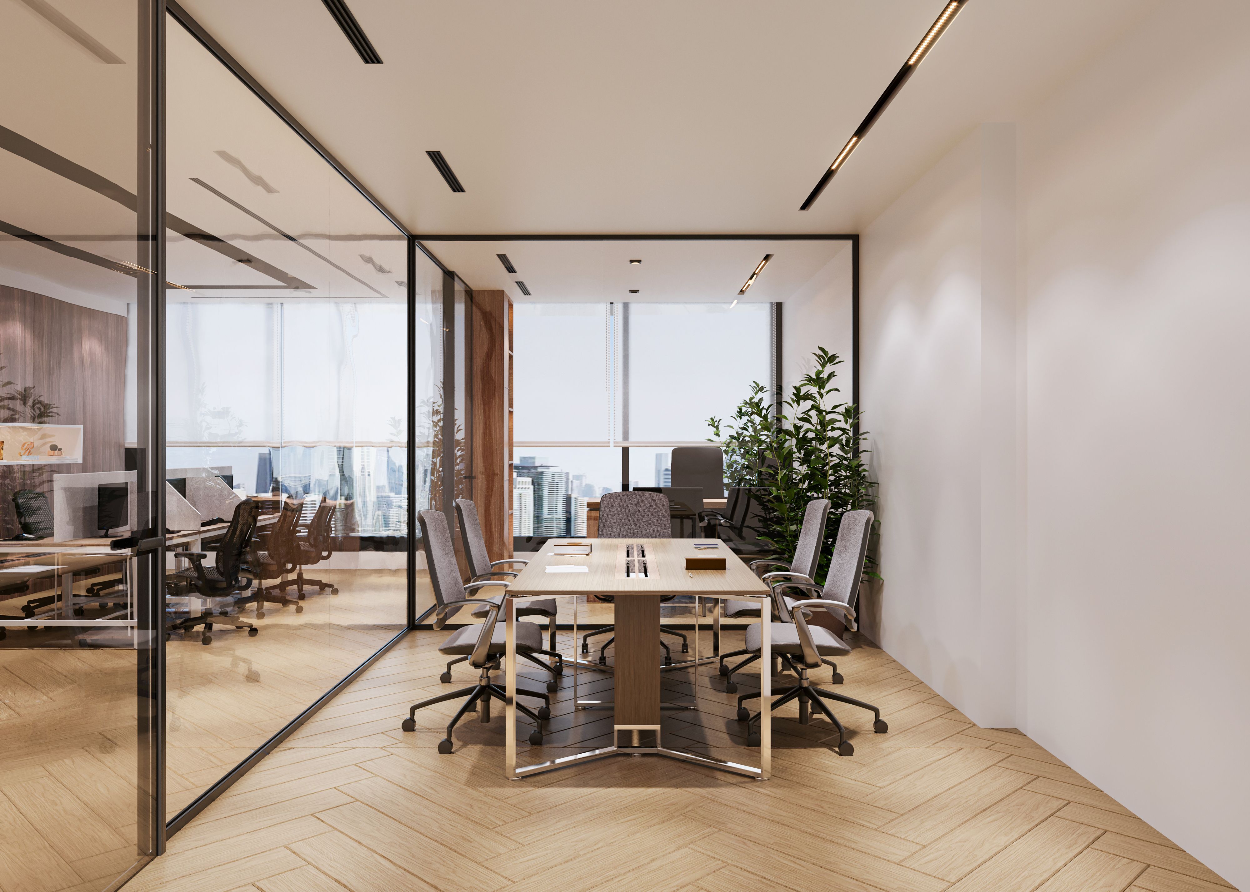 Bureau contemporain avec agencement professionnel et finitions sobres, vue 3.