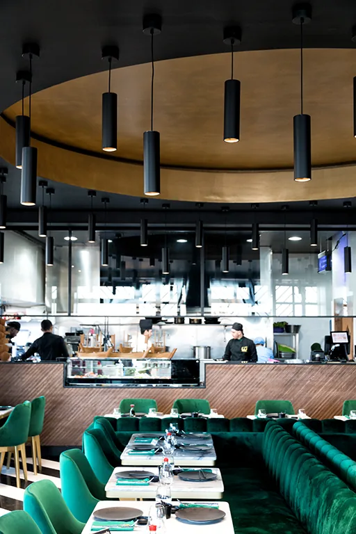 Restaurant contemporain avec ambiance intérieure travaillée, vue 4.