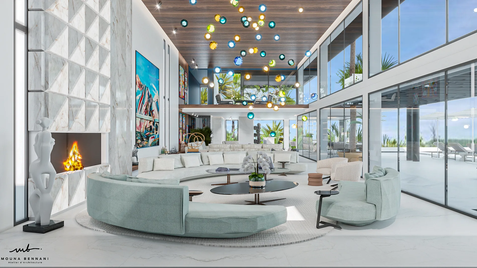Villa contemporaine avec architecture sobre et aménagement résidentiel, vue 1.