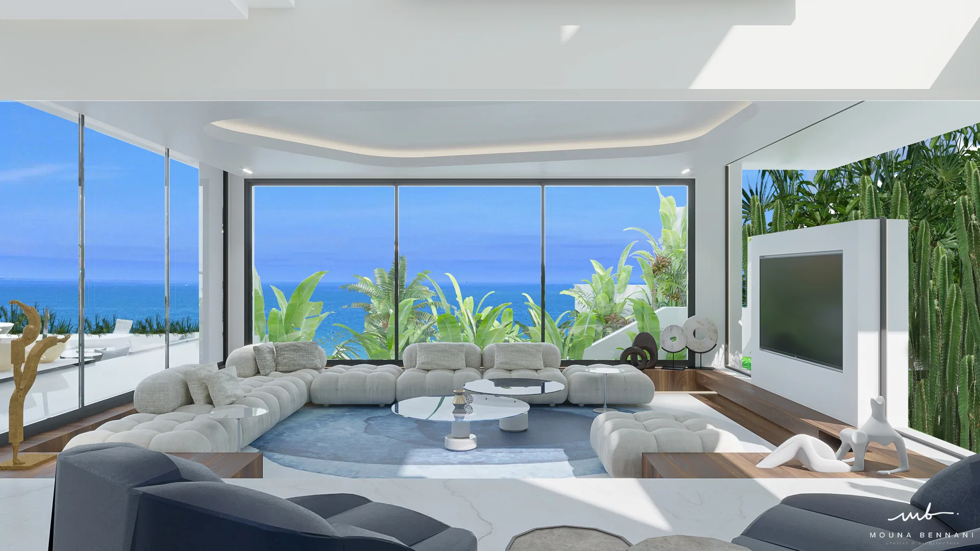 Villa contemporaine avec architecture sobre et aménagement résidentiel, vue 6.