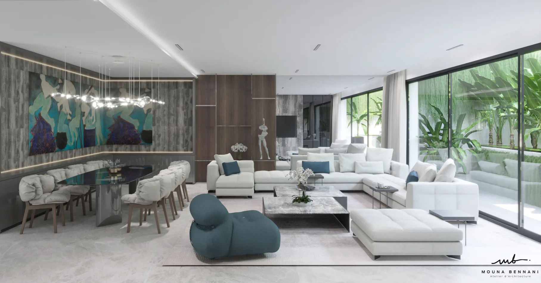 Villa contemporaine avec espaces lumineux et architecture horizontale, vue 5.