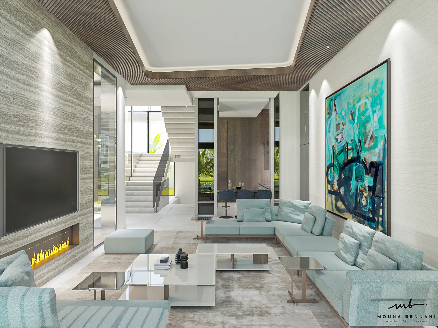 Villa contemporaine avec espaces lumineux et architecture horizontale, vue 6.