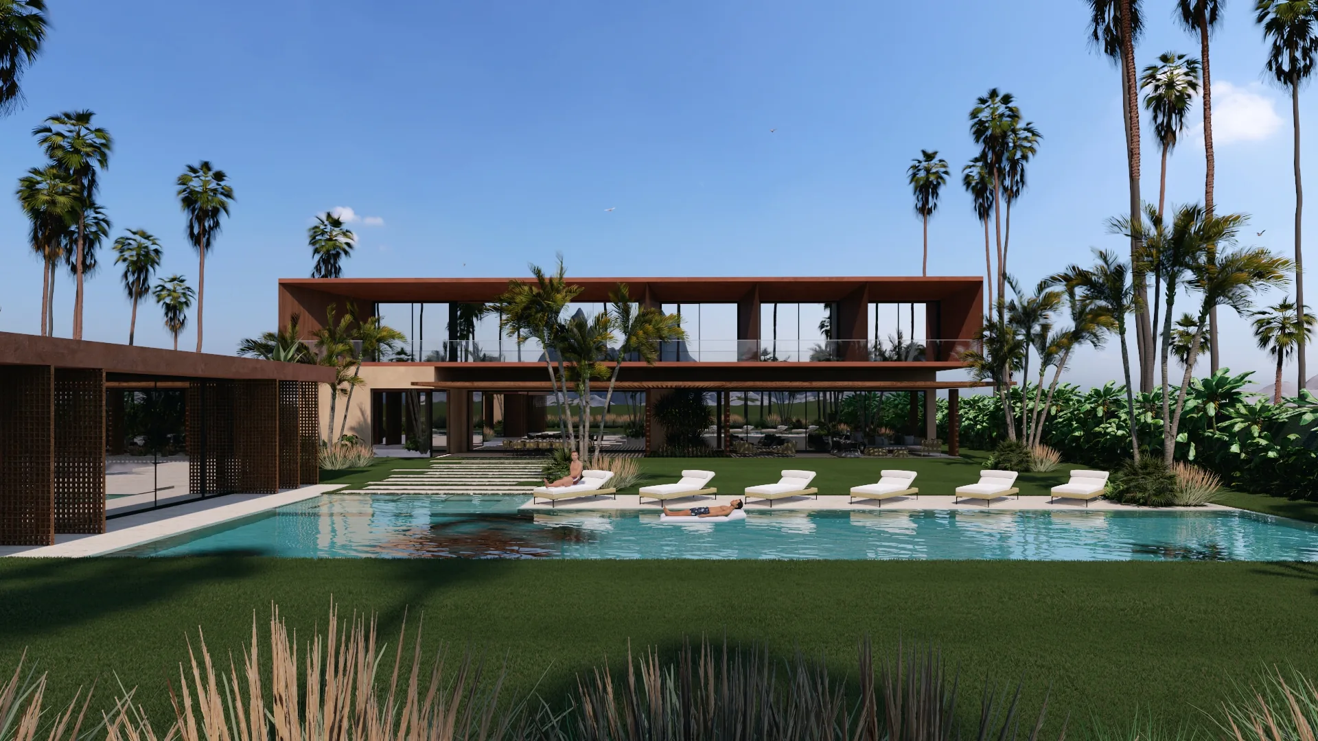 Villa contemporaine avec composition architecturale extérieure, vue 1.