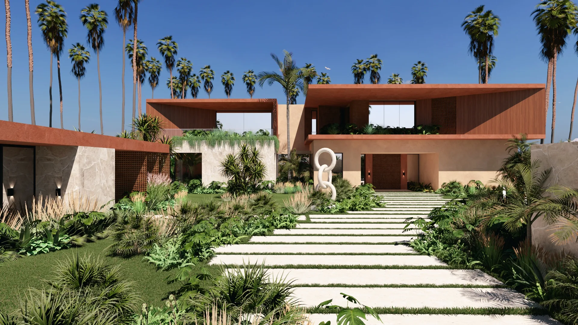 Villa contemporaine avec composition architecturale extérieure, vue 2.