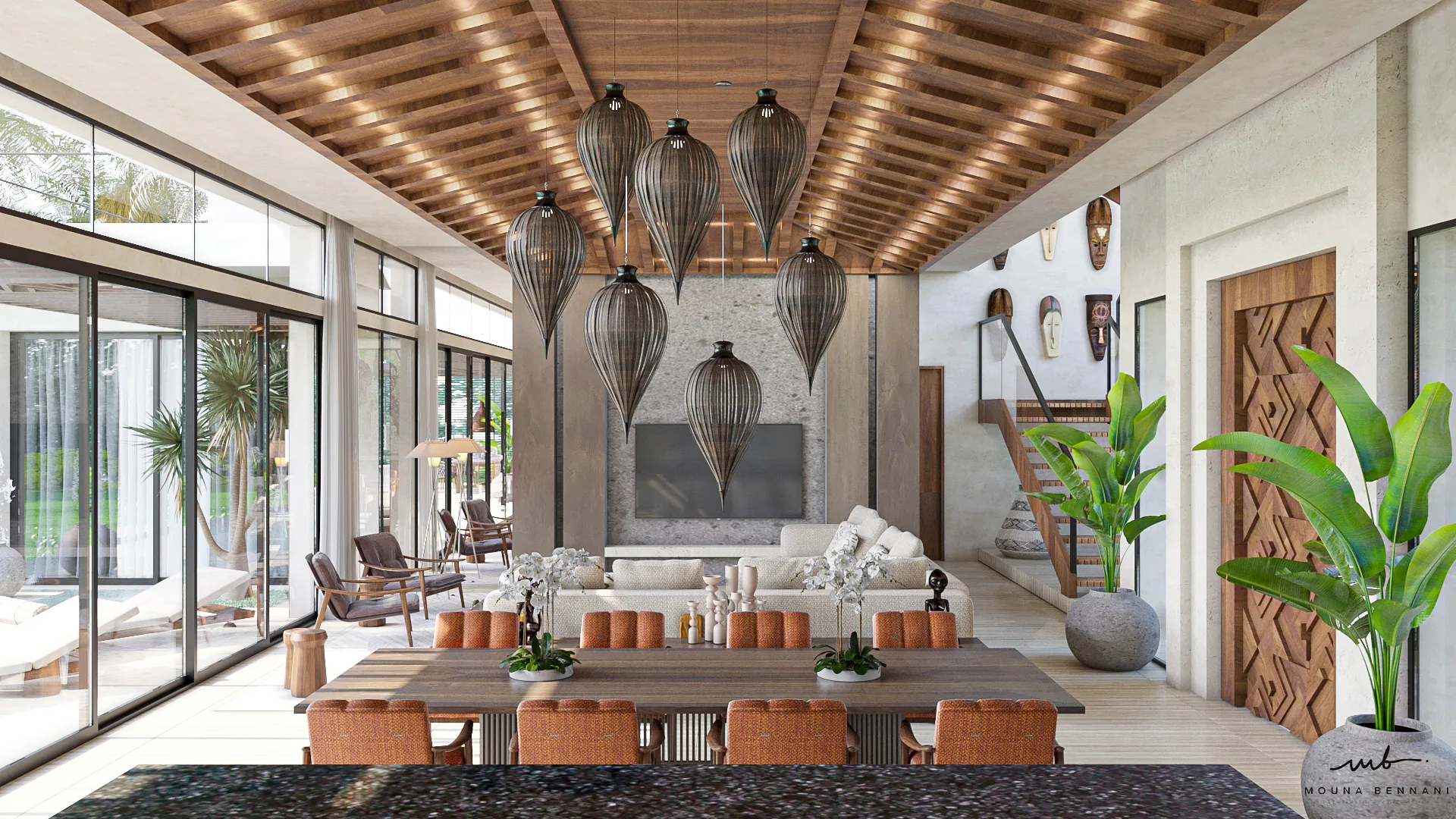 Villa avec espaces intérieurs aménagés et atmosphère résidentielle, vue 4.